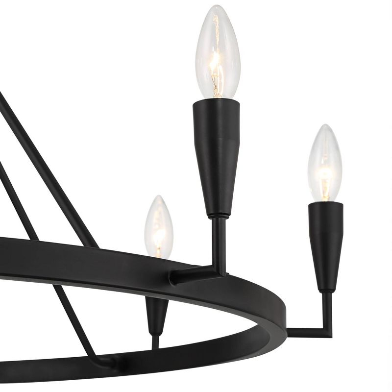Possini Euro Design Covey Semi Gloss Black Ring Chandelier 36" Wide Modern Candles 8-Light Fixture for Dining Room House Foyer