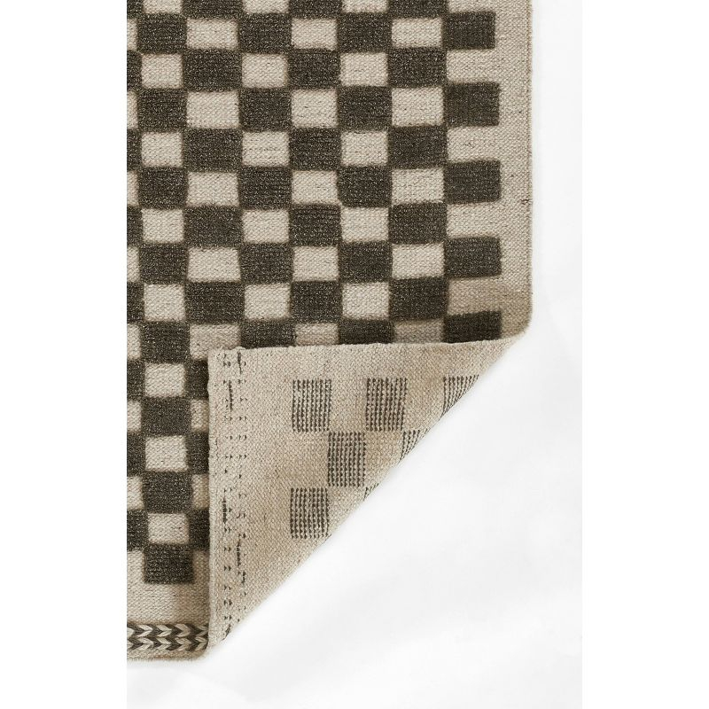 Momeni 5'x8' Willow Check Handwoven Area Rug Charcoal Gray: Wool, Low Pile, Classic Pattern, Indoor Use