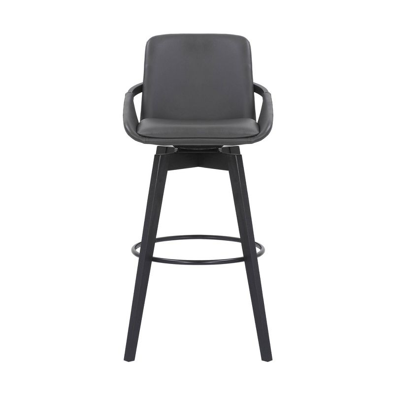 30" Baylor Faux Leather Wood Swivel Barstool Gray/Black - Armen Living