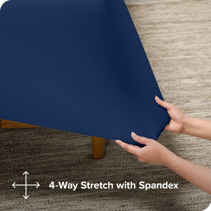 Full Dark Blue Premium 4 Way Microfiber Stretch Knit Sheet Set by Bare Home
