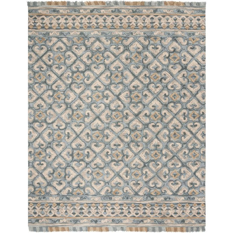 Blossom BLM420 Hand Tufted Area Rug - Light Beige/Blue - 8'x10' - Safavieh.