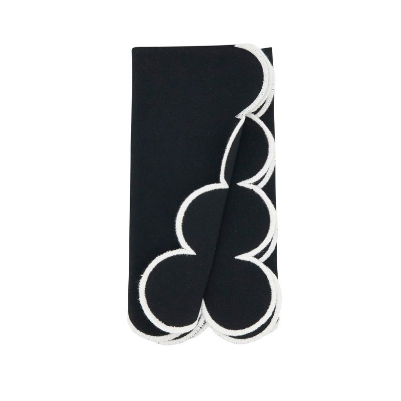 Saro Lifestyle Scalloped Hem Napkin (Set of 4), Black, 20"x20"