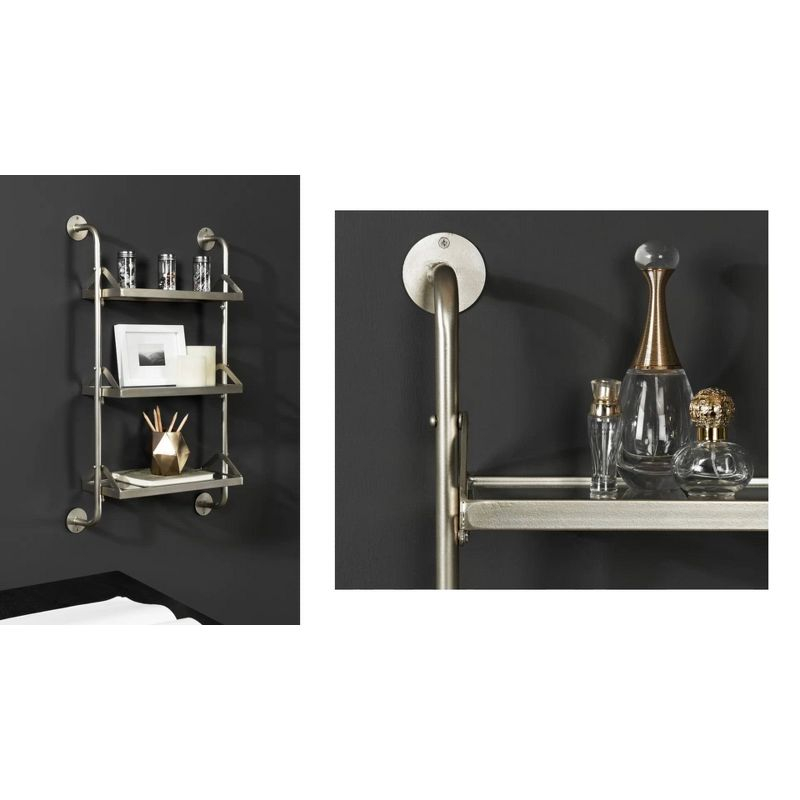 Kate & Laurel All Things Decor 18"x30" Marit Three-Tier Wall Shelf Gold