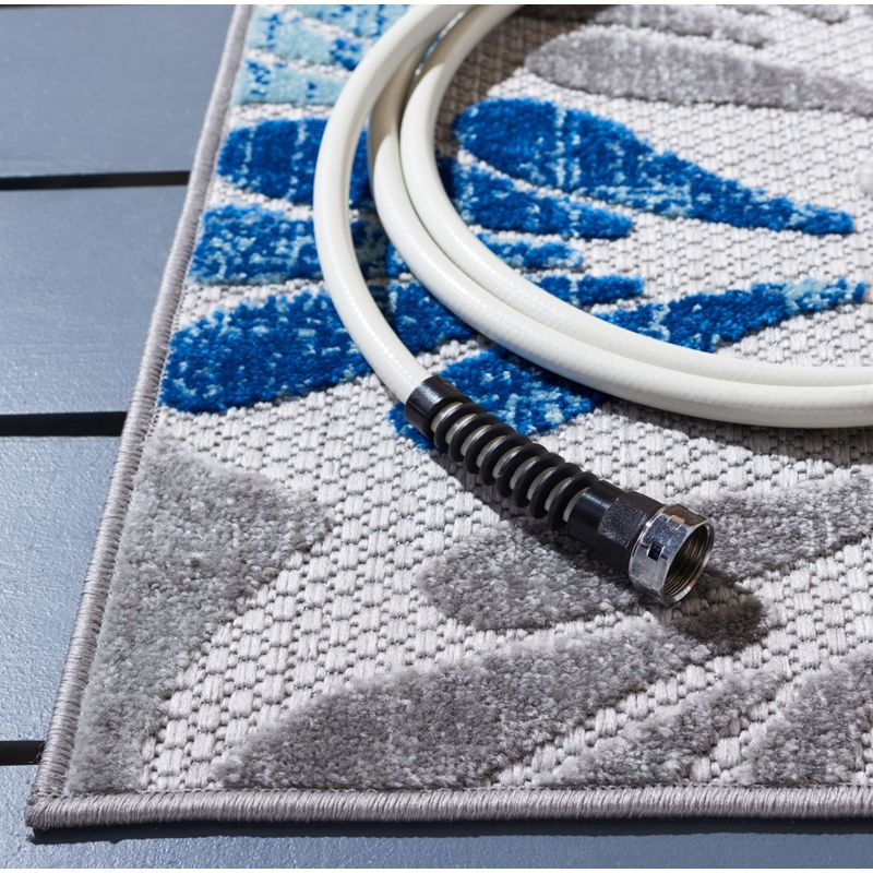 Cabana CBN800 Power Loomed Indoor/Outdoor Runner Rug - Grey/Blue - 2'x6' - Safavieh.