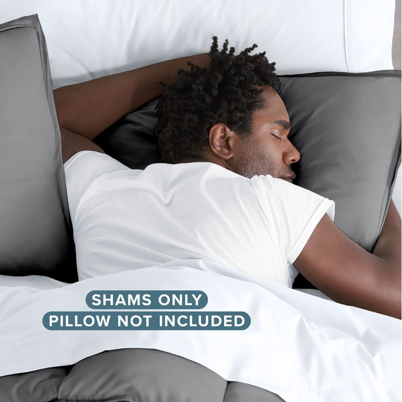 Solid Grey Microfiber Standard Pillow Sham Set by Bare Home