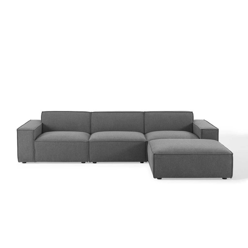4pc Restore Sectional Sofa Charcoal - Modway: Modern Upholstered Modular Furniture Set with Ottoman