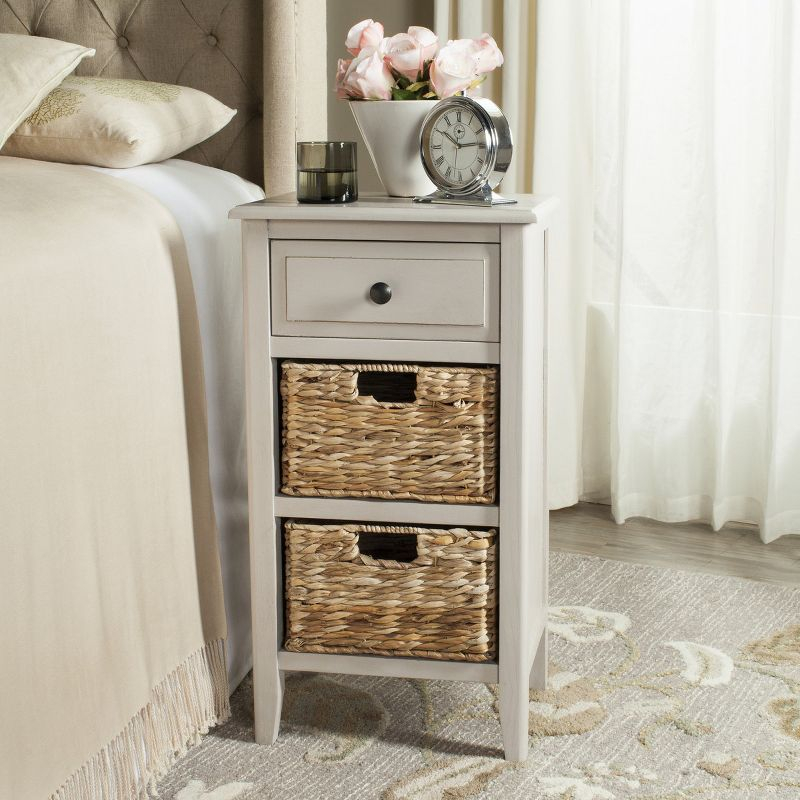Everly Drawer Side Table - Vintage Grey - Safavieh.
