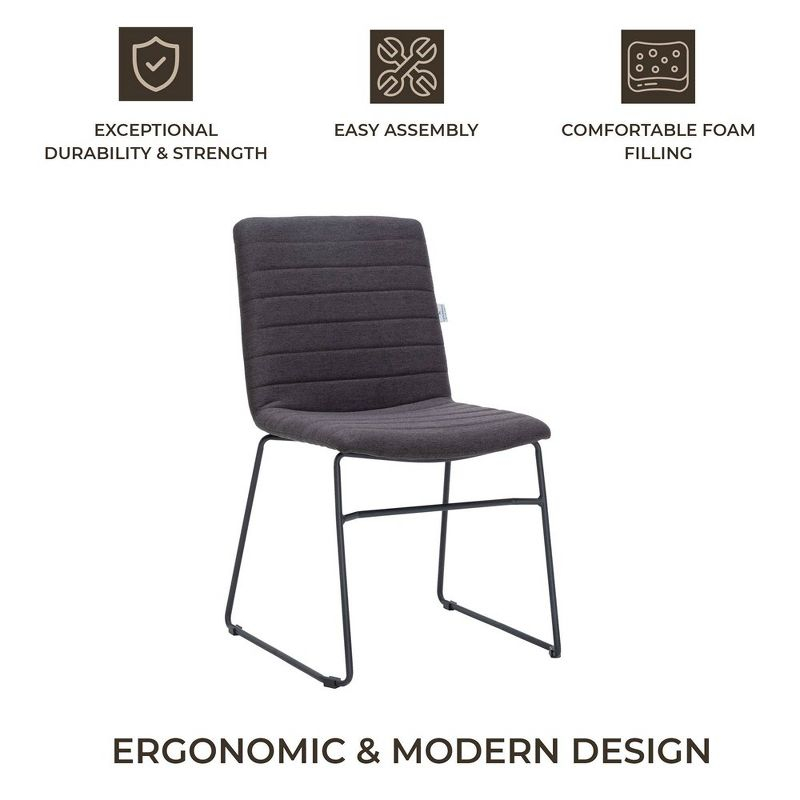 LeisureMod Ergonomic Office Chair Upholstered Guest Side Chair Padded Polyester Desk Chair Zylar Series in Brown