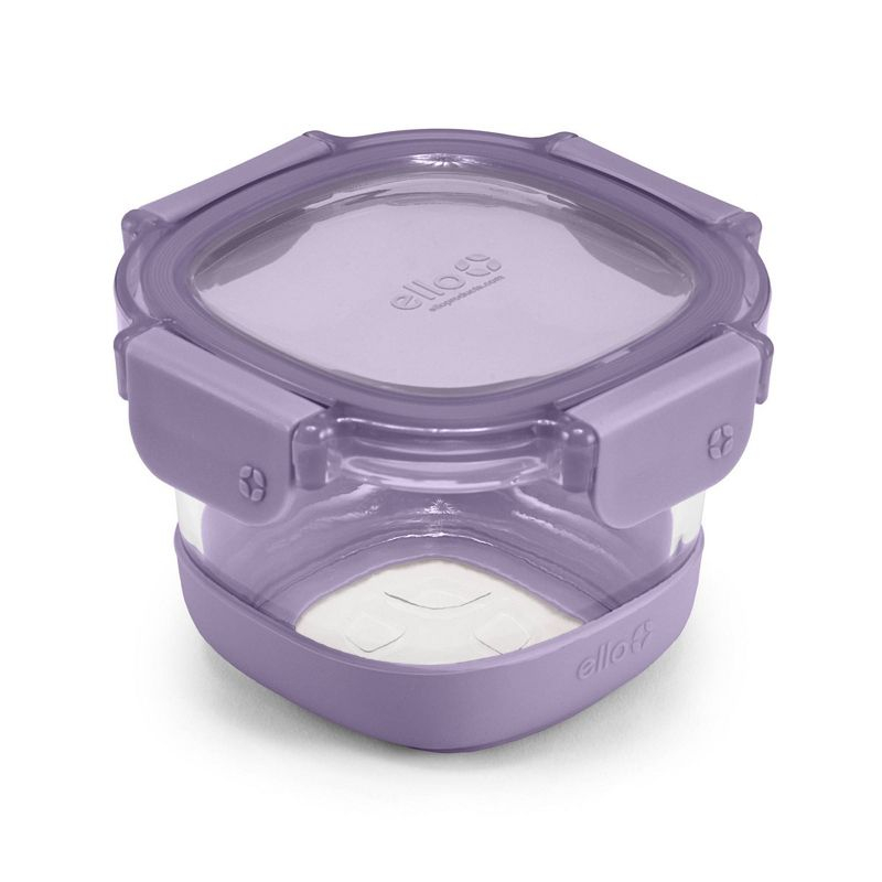 Ello 4pc 2c Glass Refresh Round Food Storage Container Set Purple: Oven, Microwave & Dishwasher Safe, Lifetime Warranty