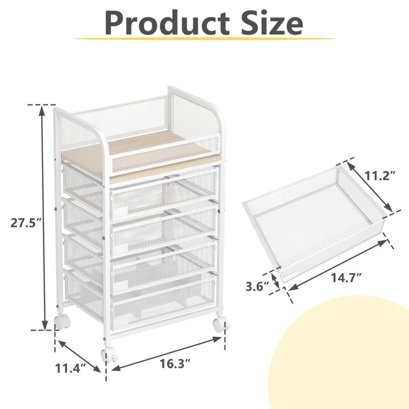 Makeup Organizer with 4 Drawers, Skincare Storage, Floor Skincare Organizers with Wheels