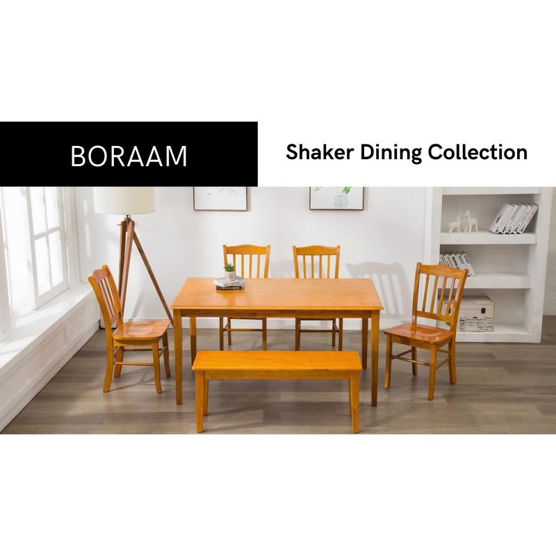 Boraam 6pc Shaker Dining Set Wood/Black/Oak : Includes Bench, Mid-Century Modern Style, Seats 6