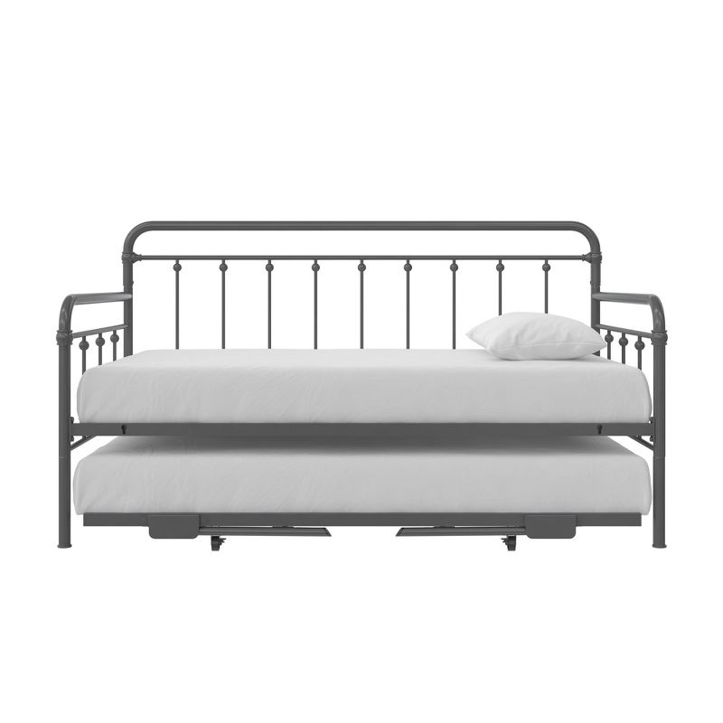 DHP Locky Metal Daybed with Pop Up Trundle Bed, Twin over Twin, Gunmetal Gray