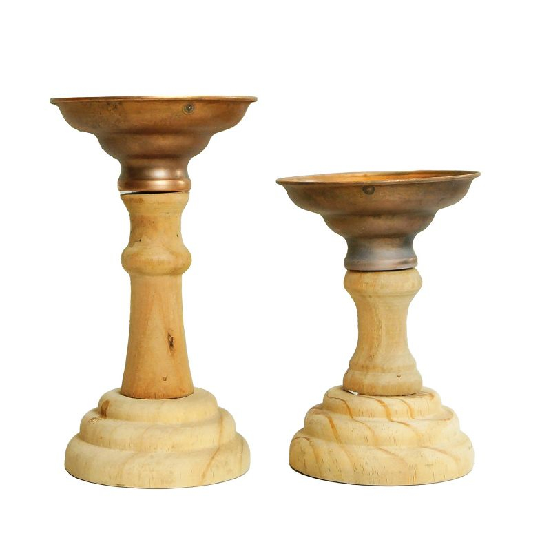 American Mercantile 4.5'' H Wood Tabletop Candlestick