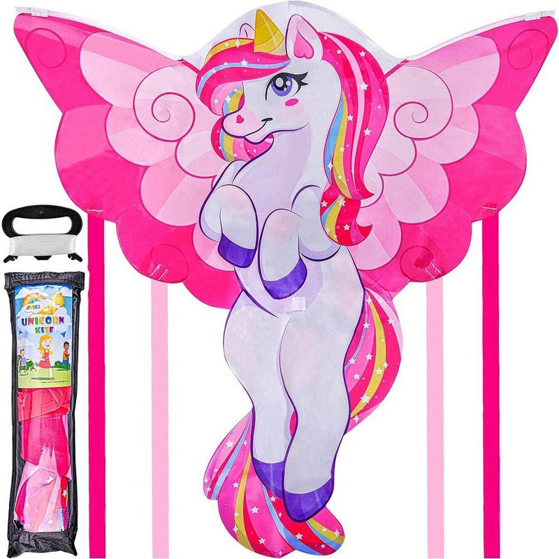 SYNCFUN 43.3'' Giant Unicorn Kite Easy to Fly Huge Kites for Kids and Adults with 262.5 ft Kite String, Large Beach Kite for Outdoor Games