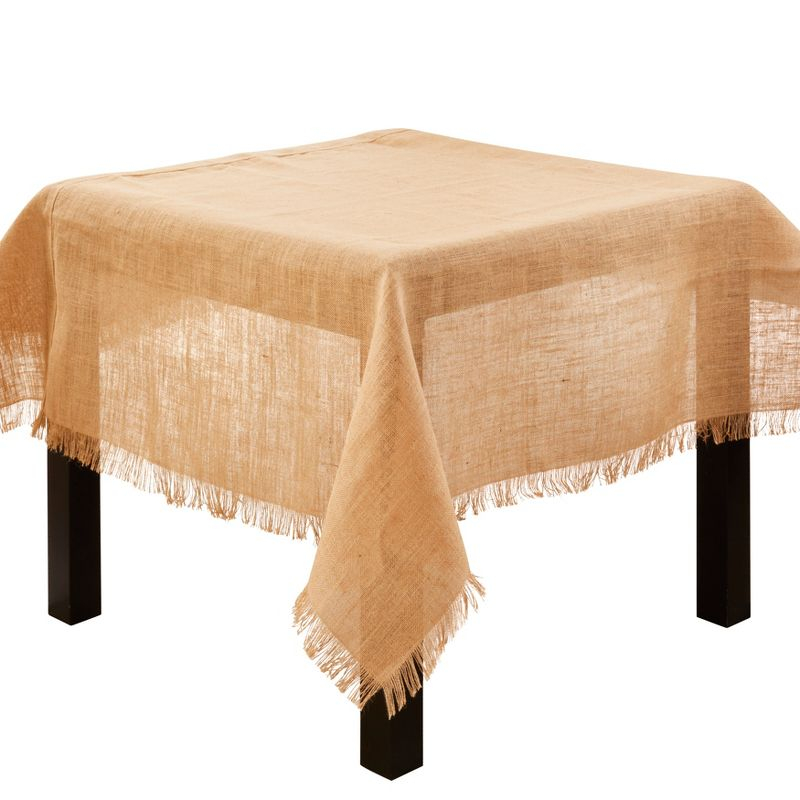 Saro Lifestyle Fringed Jute Tablecloth, Natural, 60" x 60"