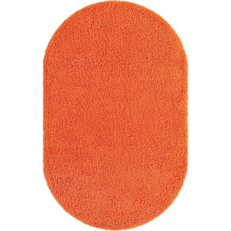 Unique Loom 5' 0 x 8' 0 Solid Shag Tiger Orange Area Rug