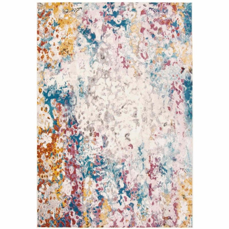 Aria ARA166 Power Loomed Area Rug - Cream/Dark Teal - 4'x6' - Safavieh.