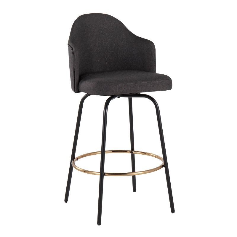 Set of 2 Ahoy Counter Height Barstools with Swivel Seat, Metal Frame - LumiSource: Upholstered, Fixed Height