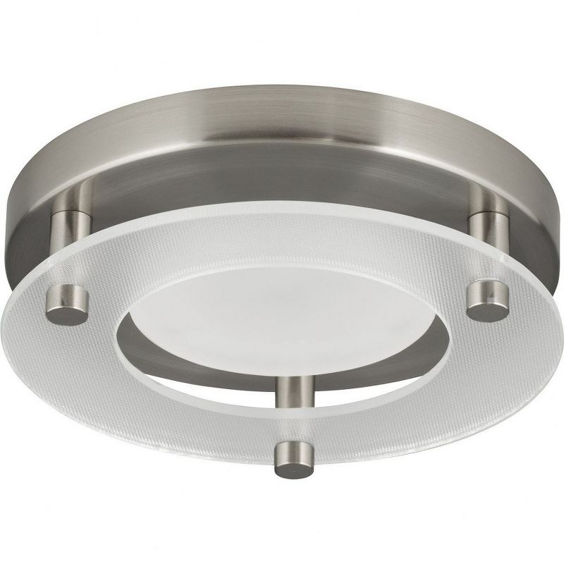 Progress Lighting, P8247 Collection, 1-Light Flush Mount, Brushed Nickel, Steel, Shade Included