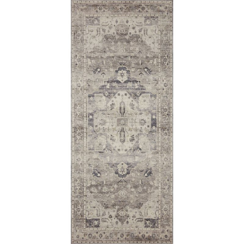 2'6"x7'6" Hathaway Runner Rug Steel Gray/Ivory - Loloi Rugs: Traditional Medallion, Indoor, Flat Pile, Polyester
