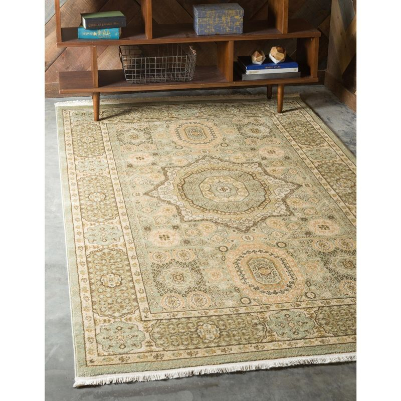 Unique Loom Palace Collection Area Rug - Amber (9'  x 12' Rectangle Light Green/Cream)