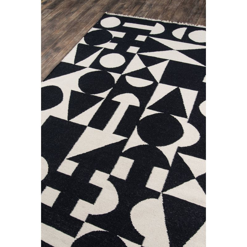 3'6"x5'6" Topanga Area Rug Black - Novogratz by Momeni: Wool, Geometric, Handmade, Low Pile, Indoor Use