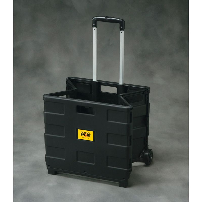 School Smart Folding Storage Cart on Wheels, Large, 16-1/4 x 13 x 13-1/2 Inches, Black