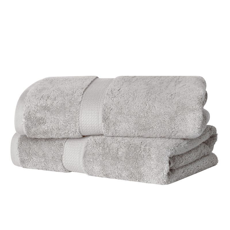Luxury Egyptian Cotton Heavyweight Ultra-Plush Bath Towel Set of 2, Silver - Blue Nile Mills