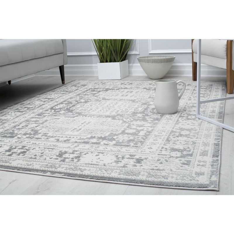 Rugs America Gallagher GL55G Canvas Sundara Vintage Transitional Gray Area Rug for Dining Room Rug Neutral Rug Living Room Rug Kitchen, 2'6"x8'