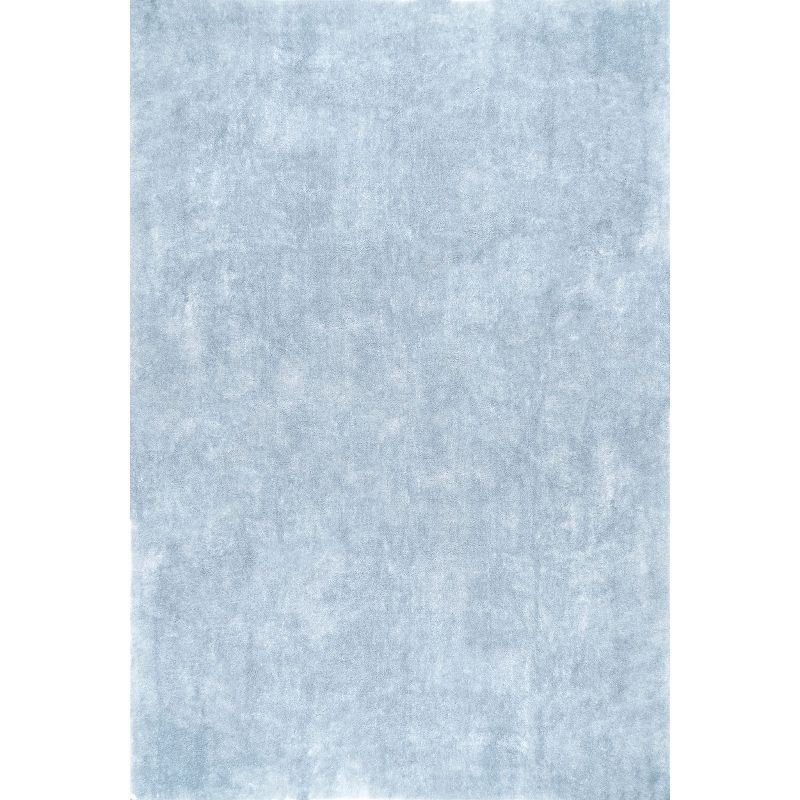 nuLOOM 3' x 5' Cozy Plush SuperiorWash Area Rug, Machine Washable, Non-Slip, Soft Fluffy Shag Carpet for Living Room Bedroom Nursery, Loni Light Blue
