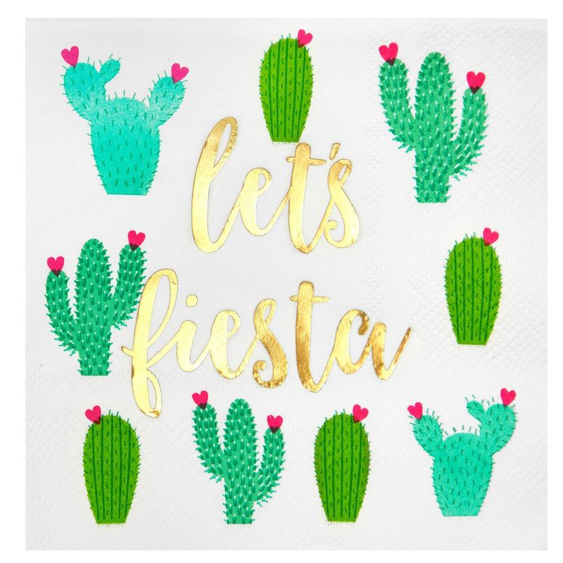 Juvale 50 Pack Let’s Fiesta Taco Napkins for Party, Cinco De Mayo Party Decorations, Paper Margarita Napkins, 5x5 In