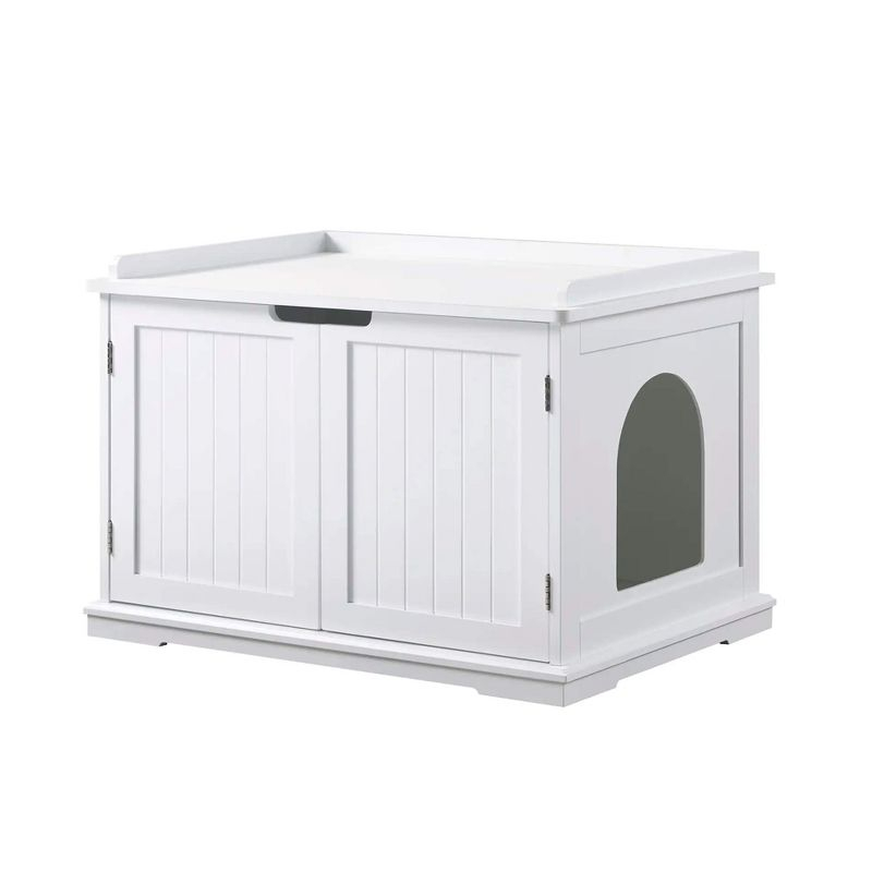 unipaws Designer Cat Litter Box Enclosure - White