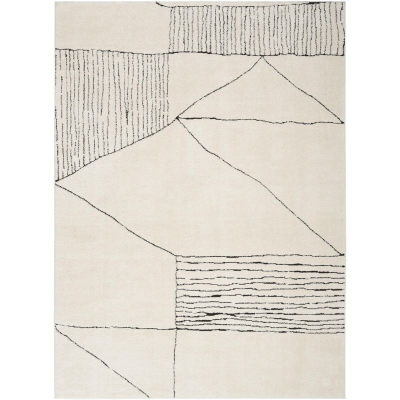 Nourison Cozy Modern Abstract Scandinavian Indoor Area Rug Ivory Black 7'10"x9'10"