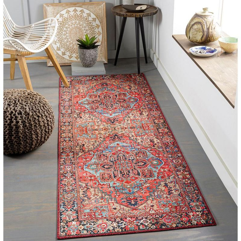 Mark & Day Manche 2'6"x7'6" Runner Woven Indoor Area Rugs Bright Red/Navy/Wheat/Ice Blue/Grass Green/Ivory