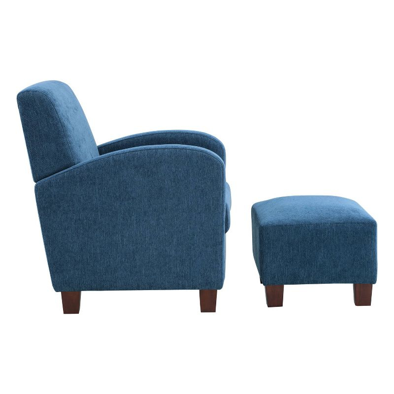 Aiden Chair and Ottoman Herringbone Navy - OSP Home Furnishings: Upholstered Polyester Set, Traditional Style
