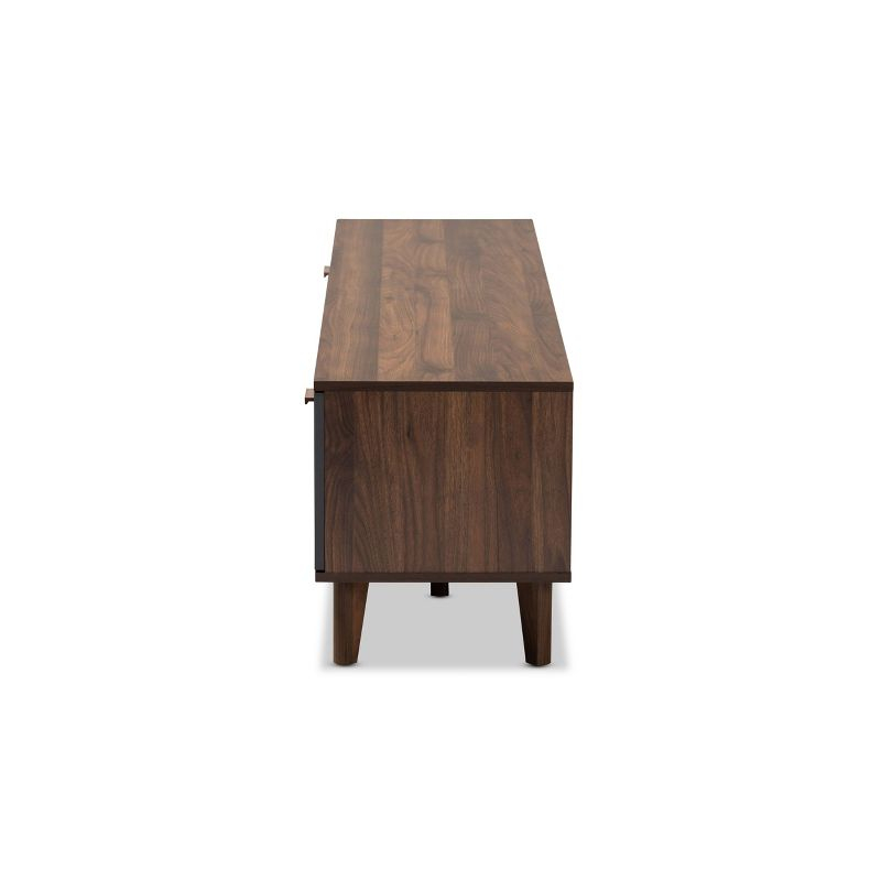 Moina Two-Tone Wood TV Stand for TVs up to 70" Walnut/Gray - Baxton Studio