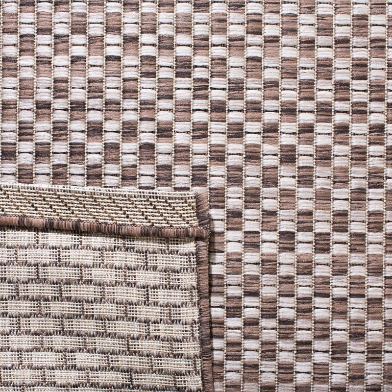 Courtyard CY8653 Power Loomed Indoor and Outdoor Area Rug - Light Brown/Light Grey - 5'3"x5'3" - Safavieh