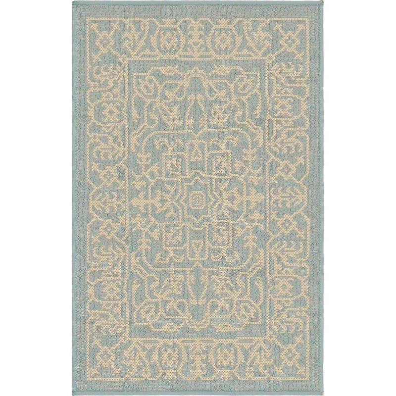 Unique Loom Outdoor Botanical Collection Area Rug - Allover (2'  x 3' 1" Rectangle Light Blue/Beige)