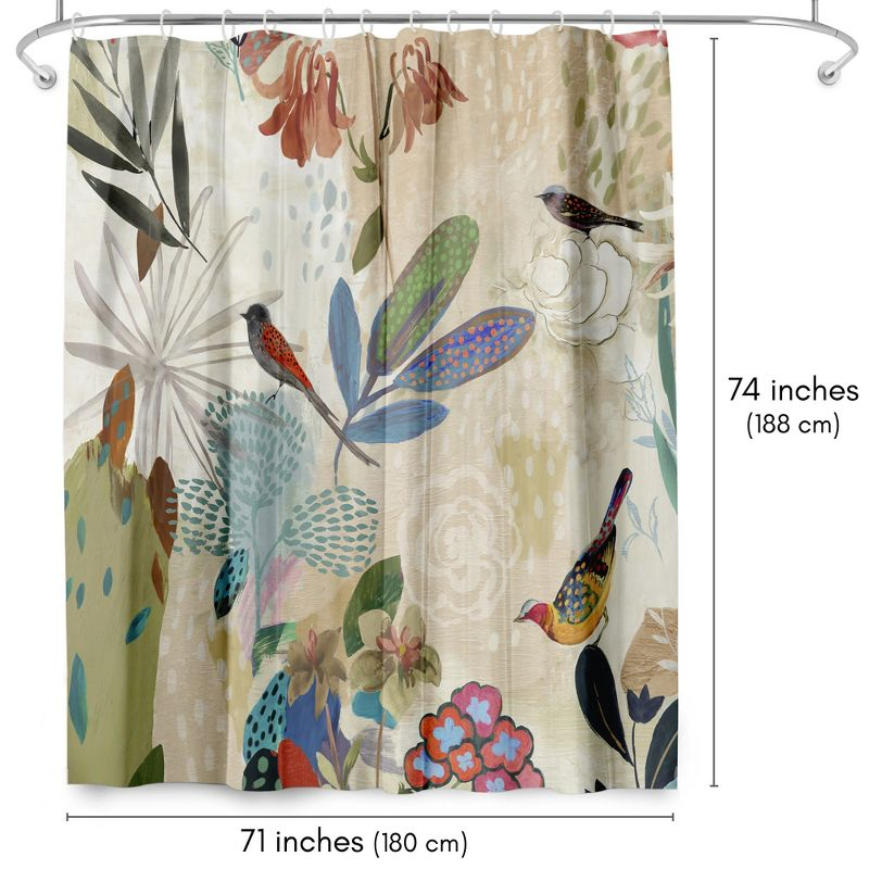 Americanflat 71x74 Floral Shower Curtain - 100% Polyester Shower Curtain, Water-Resistant Bath Curtain with Metal Grommets and 12 Shower Curtain Hooks