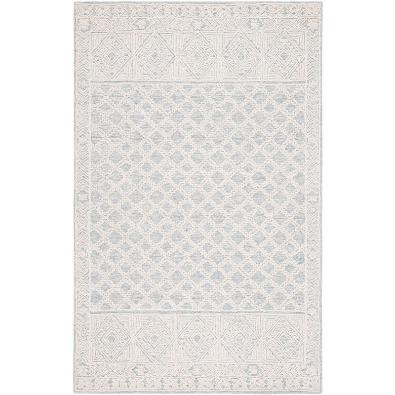 Abstract ABT466 Handmade Indoor Area Rug - Blue/Ivory - 4'x6' - Safavieh