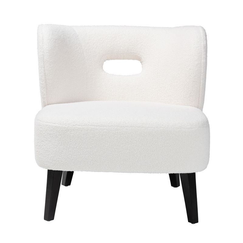 Baxton Studio Naara Modern and Contemporary Ivory Boucle Upholstered and Black Finished Wood Accent Chair