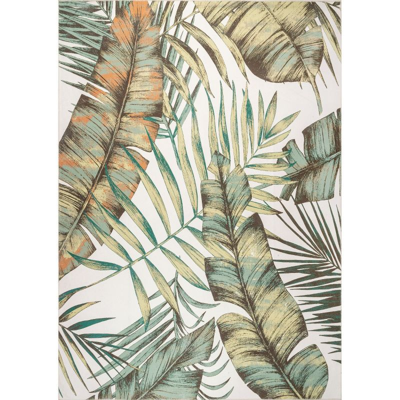 Nuloom Elen Pet Friendly Machine Washable Natural Leaves Area Rug, 4' x 6', Sage Green
