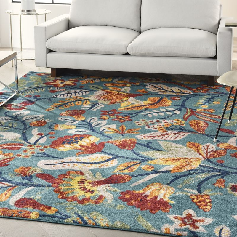 Nourison Allur Botanical Indoor Area Rug Turquoise Multicolor 7'10" x 9'10"