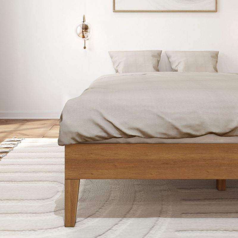 Plank+Beam Solid Wood Queen Platform Bed Frame, Matte Pecan