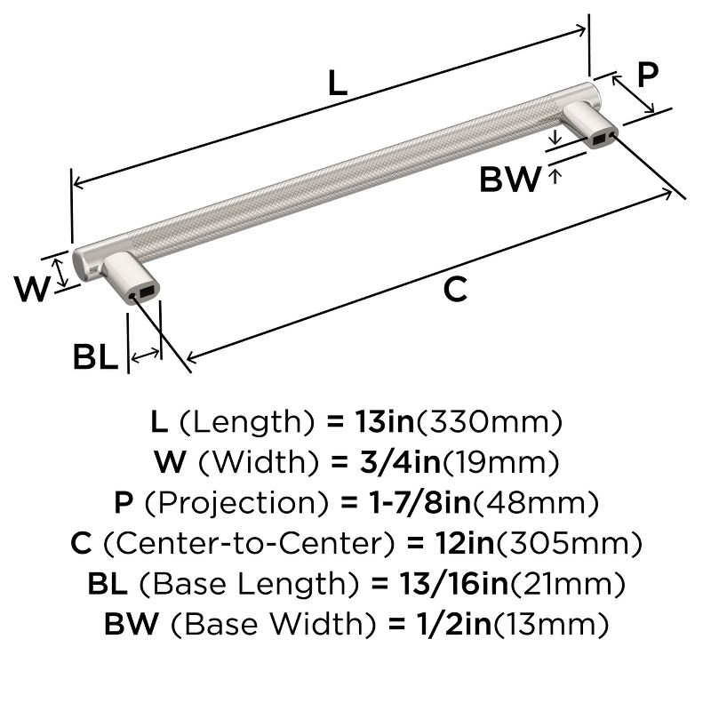 Amerock Bronx 12 inch (305mm) Center-to-Center Polished Nickel Appliance Pull