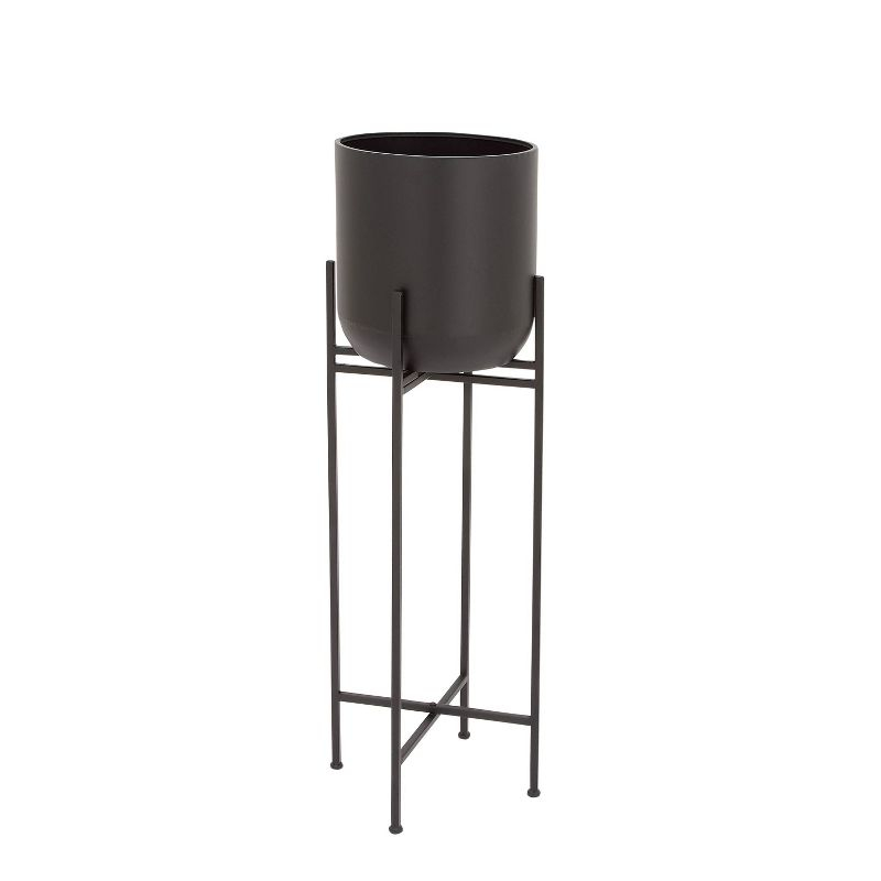 Olivia & May Modern With Stand Iron Planter Pots Black