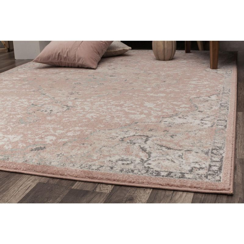 Hailey Pink Amaranth Bedroom Rug - Persian Inspired Rug for Living Room, Trendy Pink Floor Decor, Soft Area Rug, 5'x7'