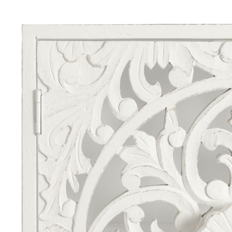 Kate & Laurel All Things Decor 20" Saanvi Traditional Carved Wood Wall Cabinet White: Artisan-Made, No Assembly, Includes Mounting Hardware