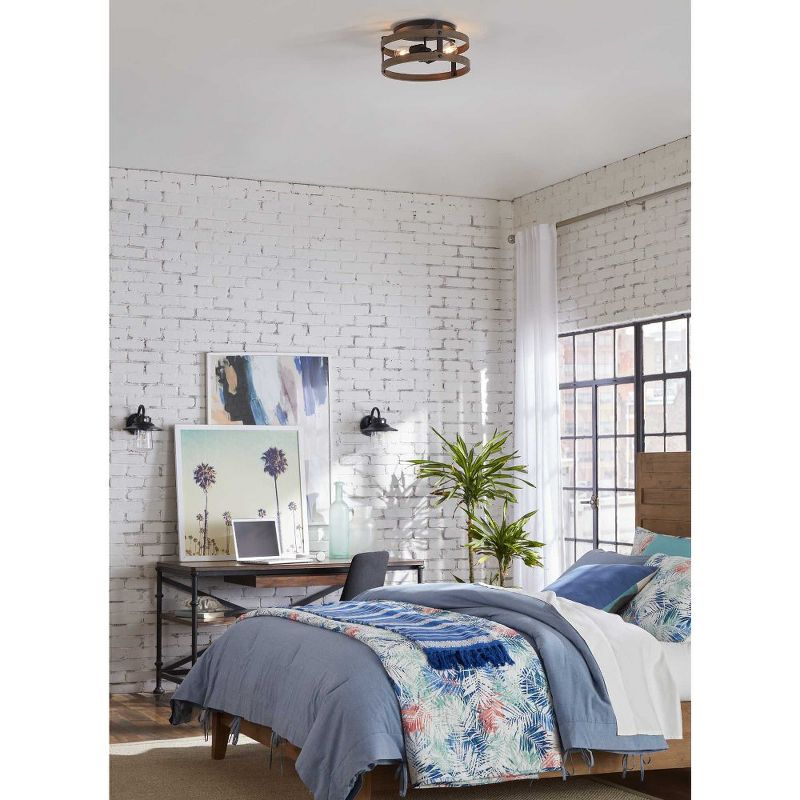 Progress Lighting Gulliver 2-Light Flush Mount Ceiling Light, Galvanized Finish, Open-Cage Design