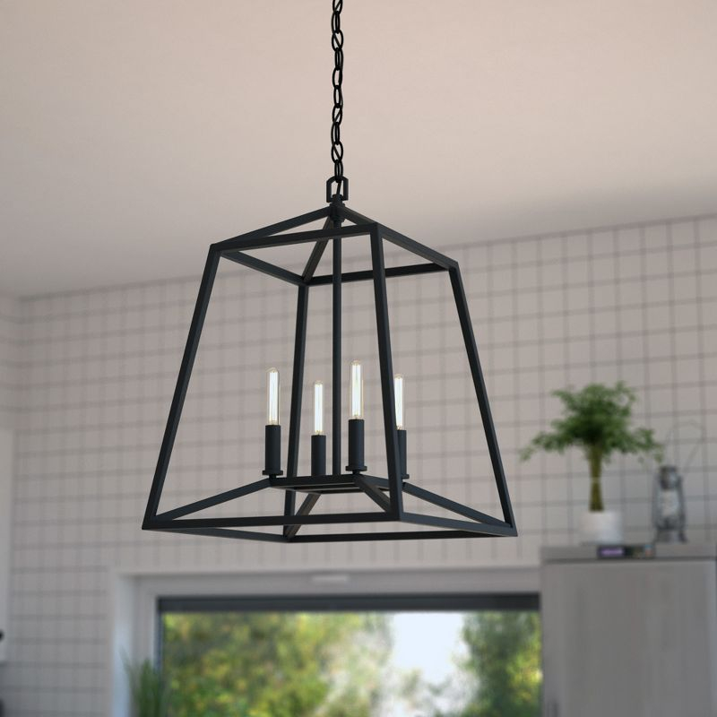 VAXCEL Hayes Black Farmhouse Mini Pendant Cage Lantern Ceiling Light, 16 inch